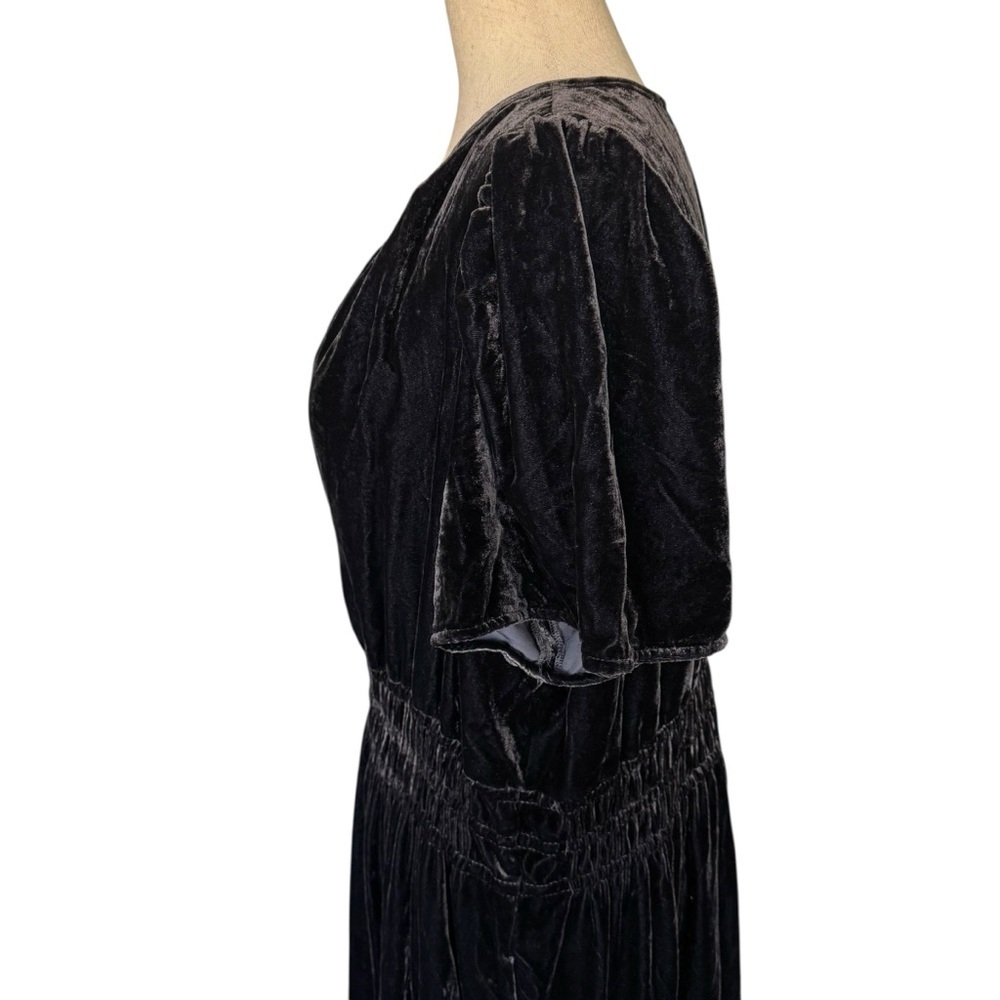 Anthropologie Somerset Velvet Dark Gray Gunmetal Maxi Dress Long Tiered XL - Picture 10 of 14